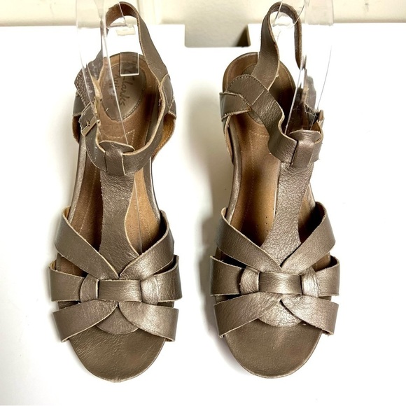 CLARKS Artisan Woodward Willow Champagne Leather sandals women’s size 10M - Picture 5 of 11